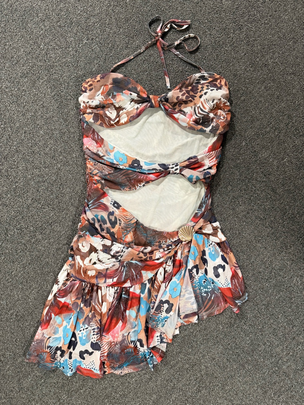 Tropical Multi-Color Halter Swim Coverup Dress
